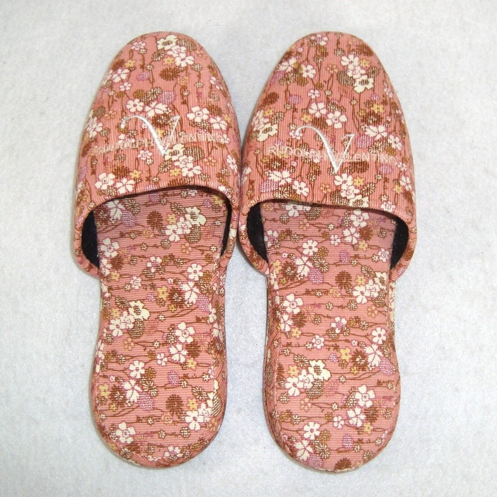 NWOT Rudolph Valentino Womens Floral Hotel Slippers Size 8.5-9